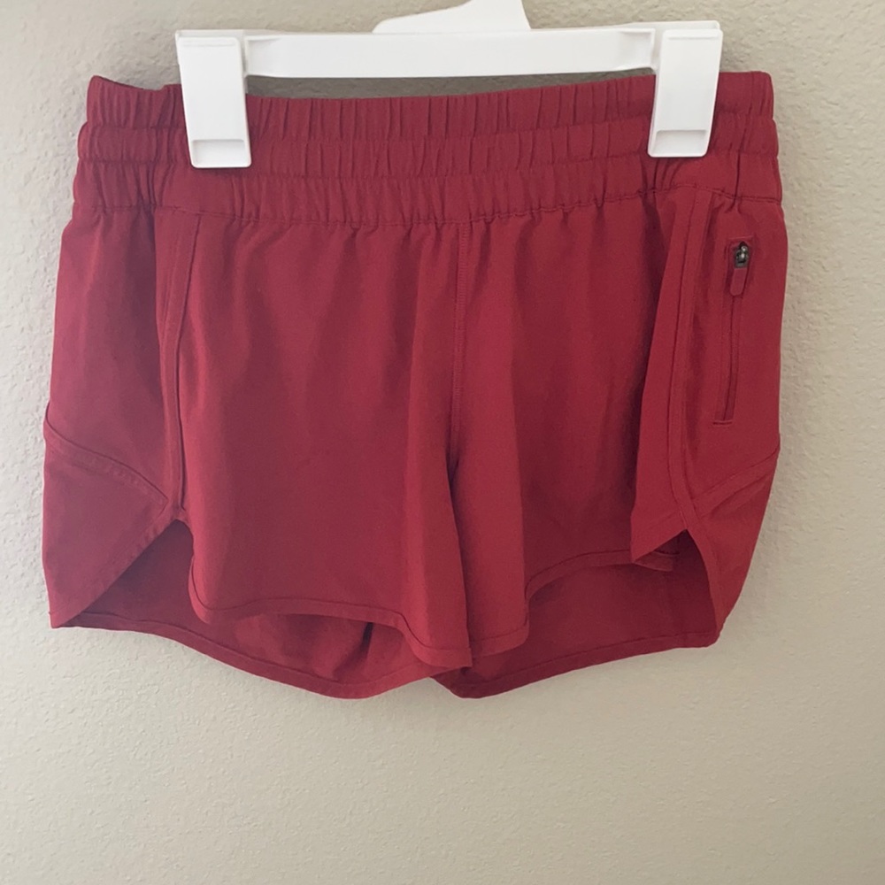 Red lululemon athletic shorts